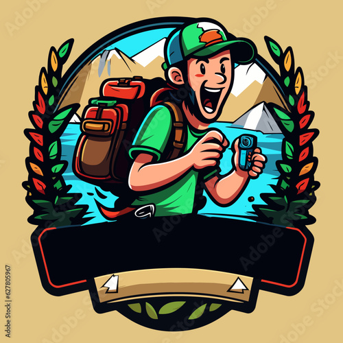 Search for hidden Geocaching treasures in nature. Online navigation, GPS and compass navigation. Cartoon vector illustration. isolated background