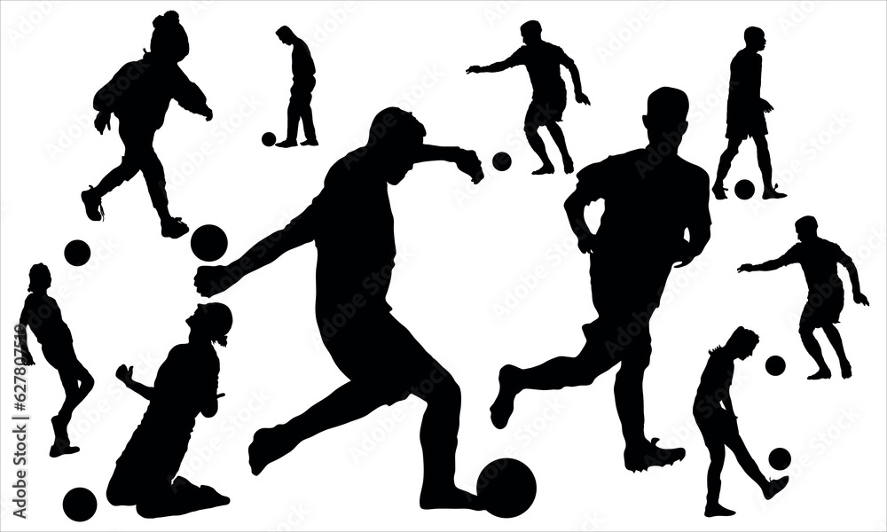 Fototapeta premium soccer players flat design silhouette vector illustration