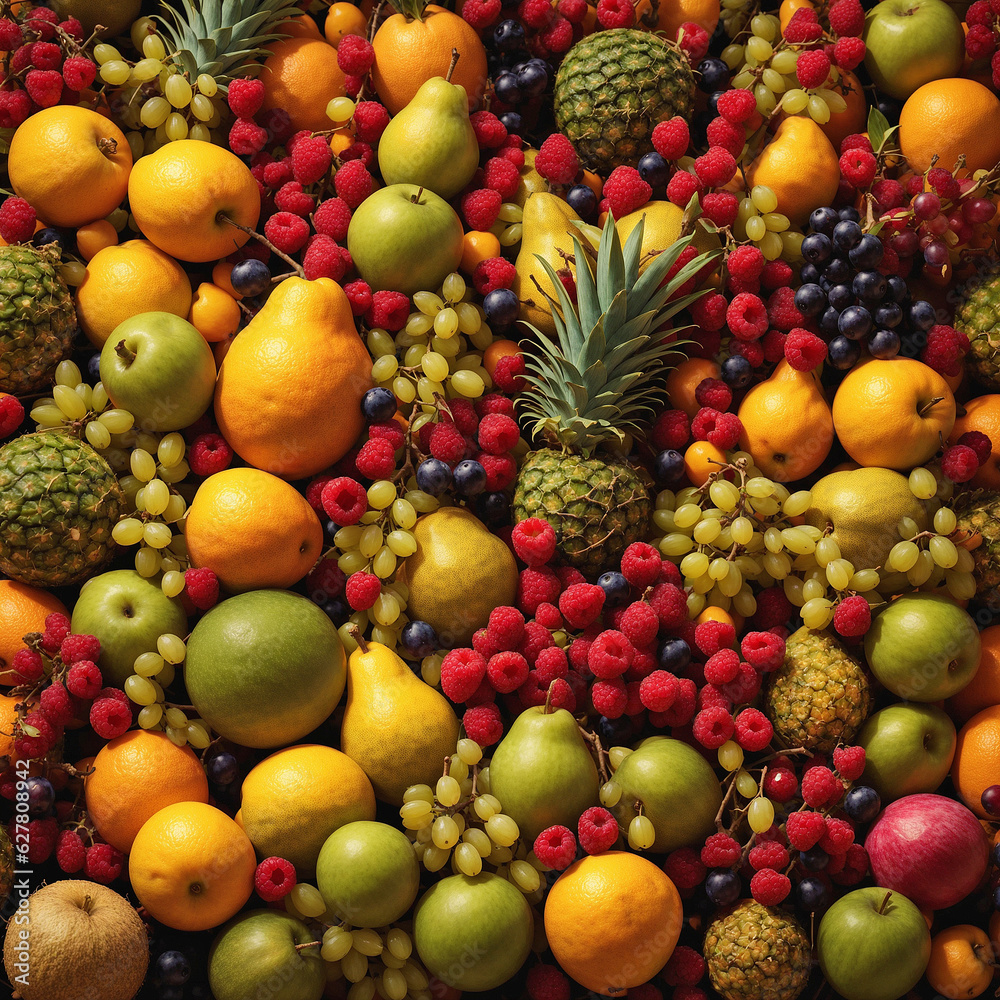 Assorted tropical fruit background