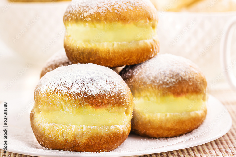 sweet bread with sugar cream and egg, called Brazilian fried donut called bakery 