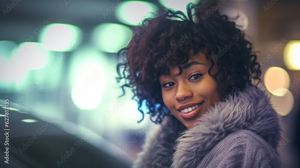 young adult woman at car getting in or out, car ride or everyday life, evening or night, cardigan, tanned skin tone, dark medium-length hair, nice and friendly smile, 20s 30s young adult woman at car getting in or out, car ride or everyday life, evening or night, cardigan, tanned skin tone, dark medium-length hair, nice and friendly smile, 20s 30s