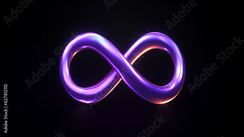 infinity symbol on black background, bright neon paint for logo, branding