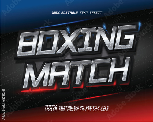 boxing match text effect, editable silver blue vs red style