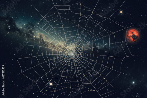 Starry Skies and Intricate Spider's Web Created with Generative AI © JJS Creative