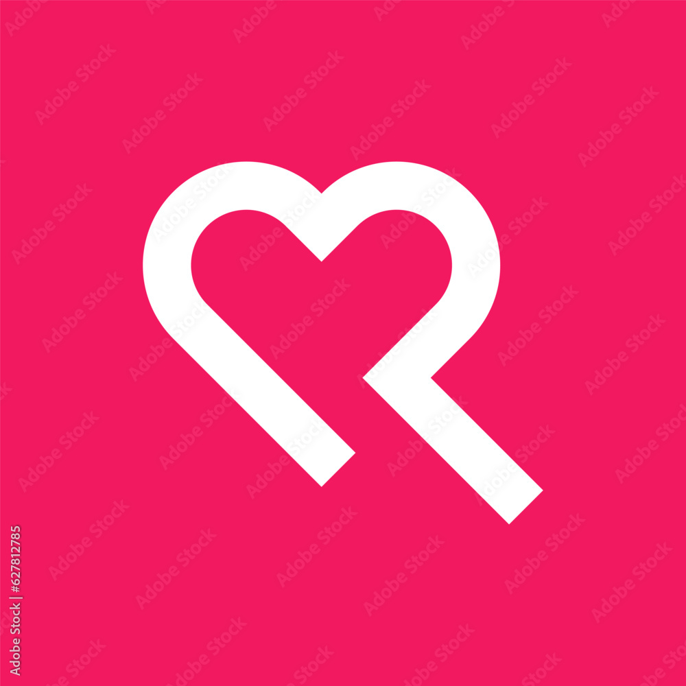 Letter R heart creative minimal logo design