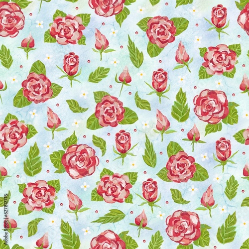 Wallpaper Mural Seamless pattern with pink roses  Torontodigital.ca