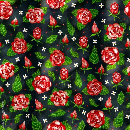 Wallpaper Mural Seamless pattern with red roses  Torontodigital.ca