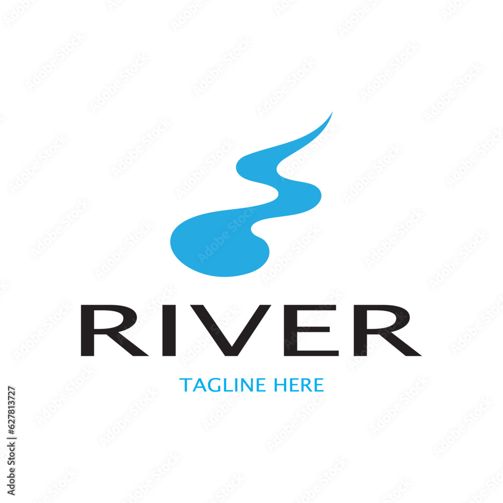 River logo, creeks, riverbanks and streams, with combination of mountains and farmland with vector concept design. River logo, creeks, riverbanks and streams, with combination of mountains and farmland with vector concept design.
