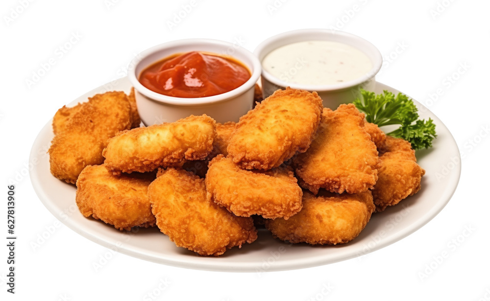 Chicken Nuggets With Dipping Sauce Isolated on Transparent Background
