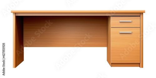 Wooden Desk With Drawer Isolated on Transparent Background 