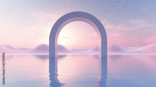 A picturesque arch standing in the midst of a serene body of water