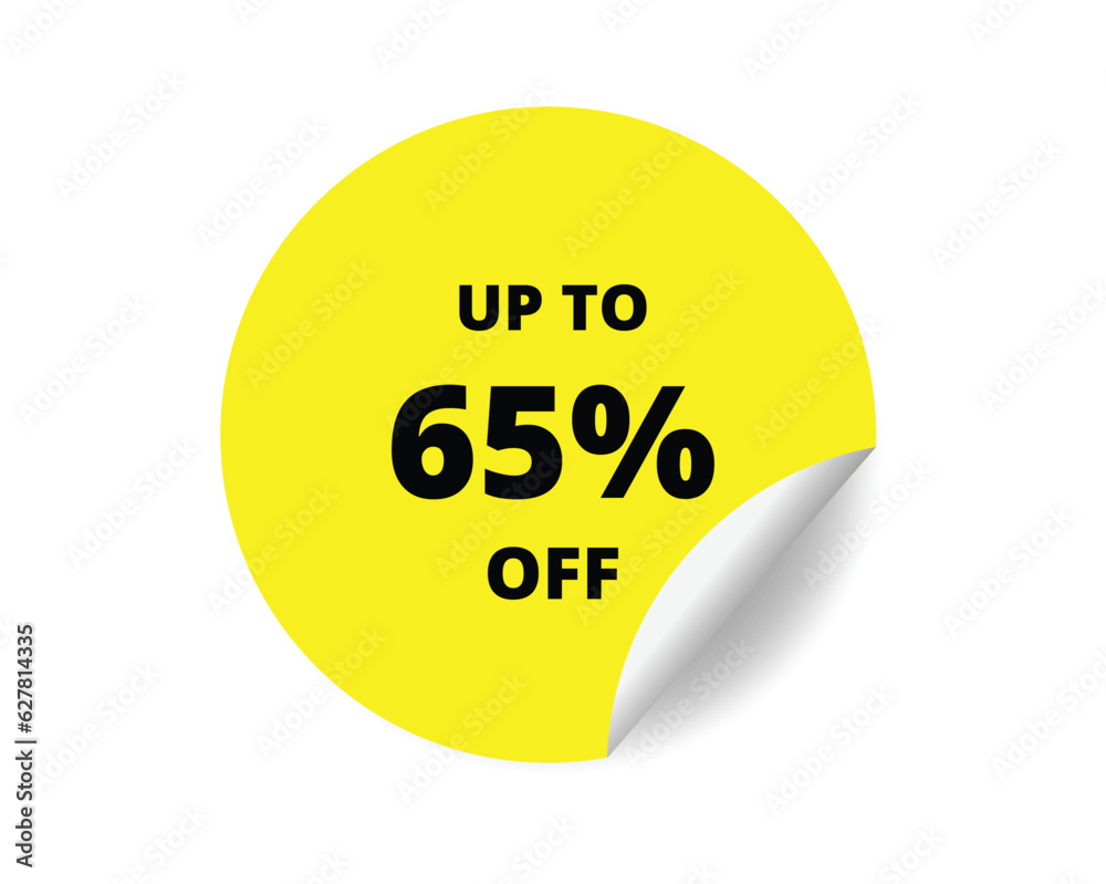 65% off round sticker sign. 65% off circle sticker banner, badge symbol vector illustration 65% off round sticker sign. 65% off circle sticker banner, badge symbol vector illustration