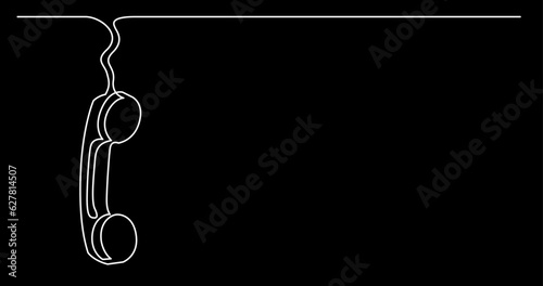 continuous line drawing vector illustration with FULLY EDITABLE STROKE of phone receiver answering making phone calls business contacts concept on black background