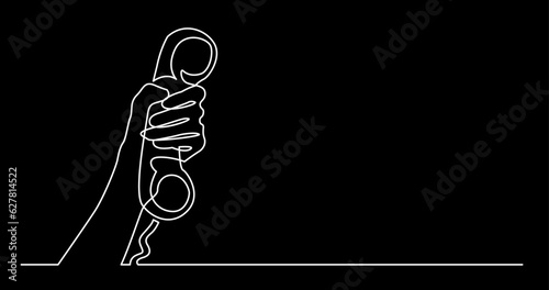 continuous line drawing vector illustration with FULLY EDITABLE STROKE of phone receiver answering making phone calls business contacts concept on black background