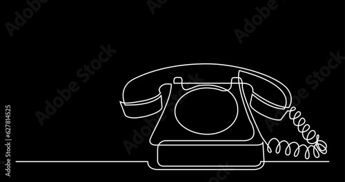 continuous line drawing vector illustration with FULLY EDITABLE STROKE of phone receiver answering making phone calls business contacts concept on black background