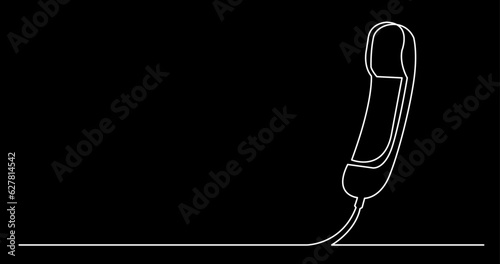 continuous line drawing vector illustration with FULLY EDITABLE STROKE of phone receiver answering making phone calls business contacts concept on black background