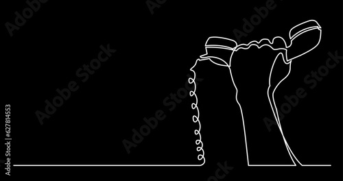 continuous line drawing vector illustration with FULLY EDITABLE STROKE of phone receiver answering making phone calls business contacts concept on black background