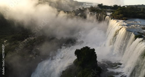 Stunning waterfall in Rainforest - Iguazu Falls - Arial