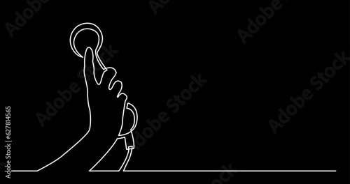 continuous line drawing vector illustration with FULLY EDITABLE STROKE of phone receiver answering making phone calls business contacts concept on black background