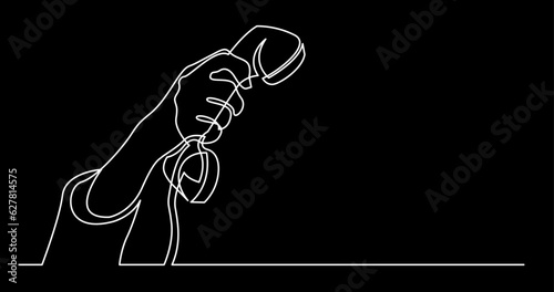 continuous line drawing vector illustration with FULLY EDITABLE STROKE of phone receiver answering making phone calls business contacts concept on black background