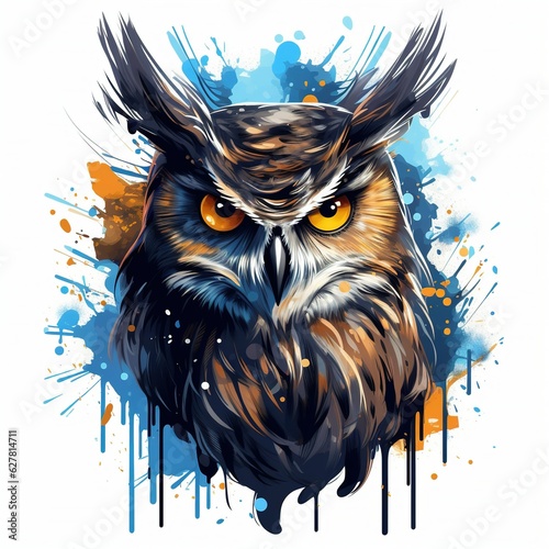 Owl logo t-shirt design with white background With Generative AI