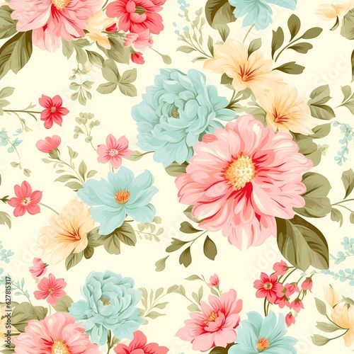 Vintage flower and scrapbooking papers pattern © Cubydesign