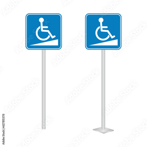 Disabled Parking Sign. Handicapped Parking Sign. Wheelchair Handicap Accessible Sign. Vector Illustration.