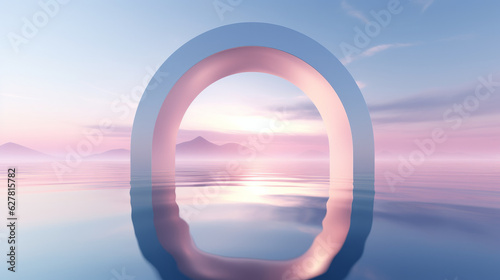 A floating circular object on water