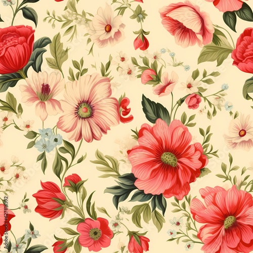 Vintage flower and scrapbooking papers pattern