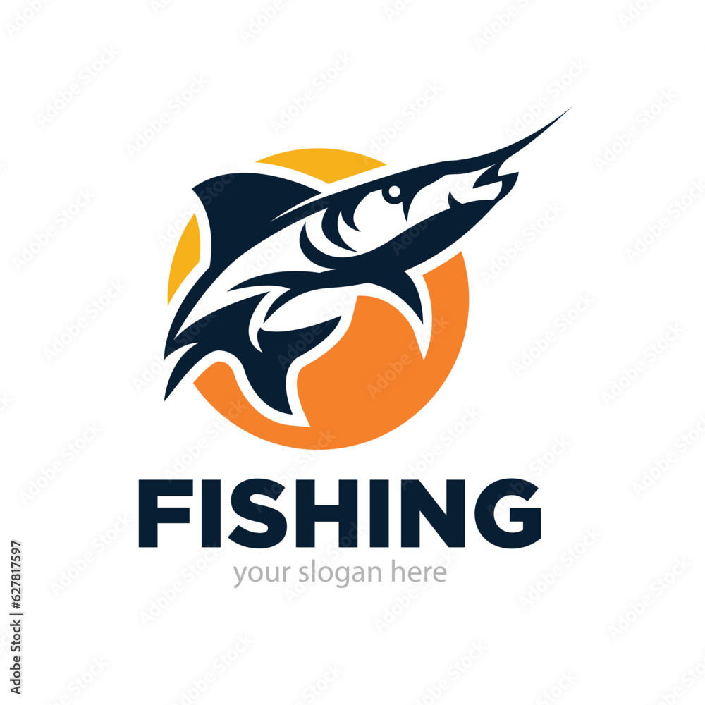 Fishing Logo Design Vector Illustration