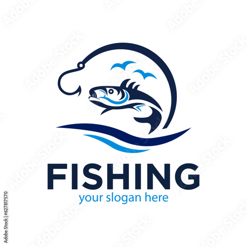 Fishing Logo Design Vector Illustration