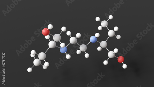 ethambutol molecule, molecular structure, antituberculosis agents, ball and stick 3d model, structural chemical formula with colored atoms