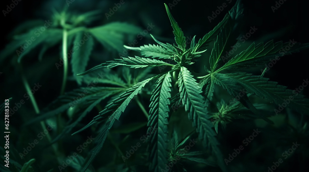 Cannabis on a black background