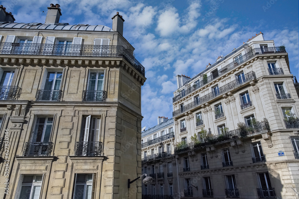Paris, beautiful building rue de Madrid, in the 8e arrondissement, a luxury district 
