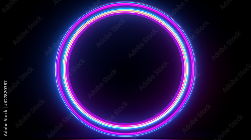 Obraz premium A vibrant neon light circle on a dark background
