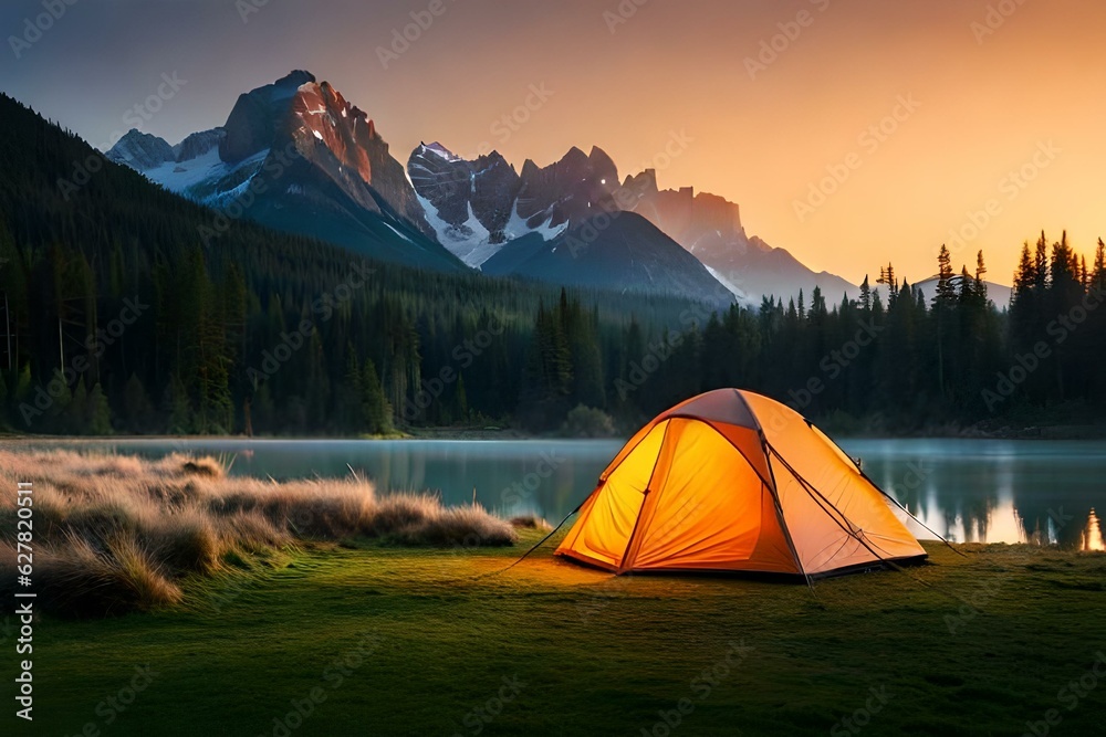 tent in the mountains  generated by Ai
