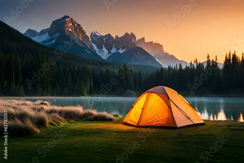 tent in the mountains generated by Ai
