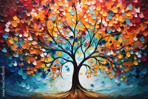Autumn tree with colorful leaves