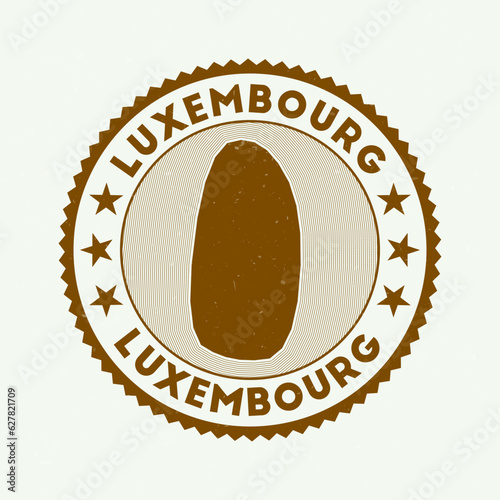 Luxembourg emblem. Country round stamp with shape of Luxembourg, isolines and round text. Astonishing badge. Creative vector illustration.