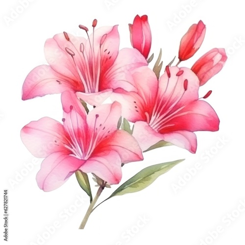 Watercolor pink flower isolated