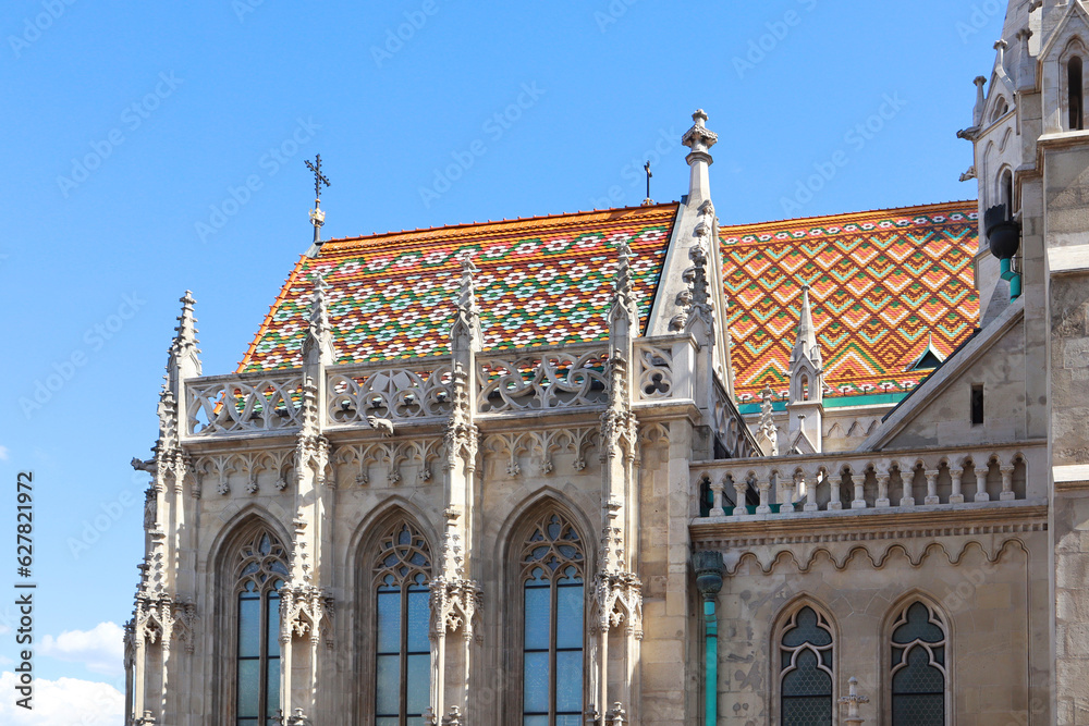 Fragment of Church of St. Matthias in Fishing bastion in Budapest, Hungary