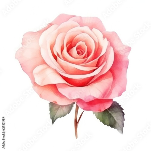 Watercolor rose flower isolated