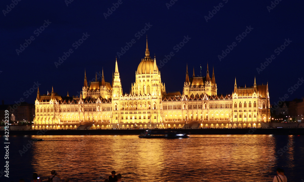 House of Parliament of Hungary in evening time in Budapest, Hungary