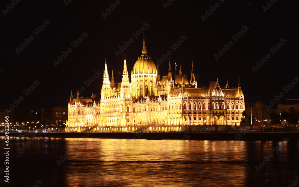 House of Parliament of Hungary in evening time in Budapest, Hungary