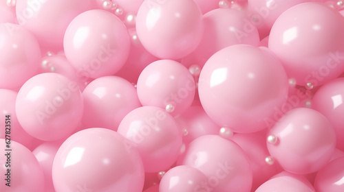 A vibrant display of pink balloons adorned with delicate pearls