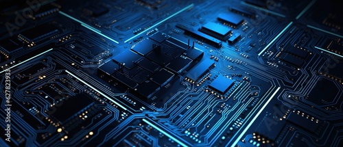 Circuit board background with abstract technology chip processor. Central Computer Processors CPU concept. Motherboard digital chip. Technology science background. Generative AI