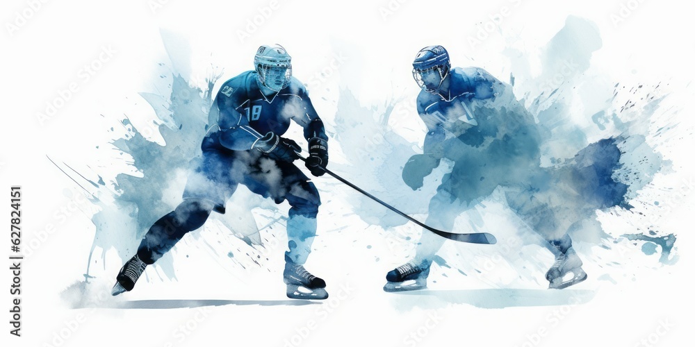 Fototapeta premium Blue Aquarelle Silhouette of a Heat Pump, Crafted with the Style of Digital Airbrushing, Emphasizing Energy Efficiency and Sustainable Heating and Cooling