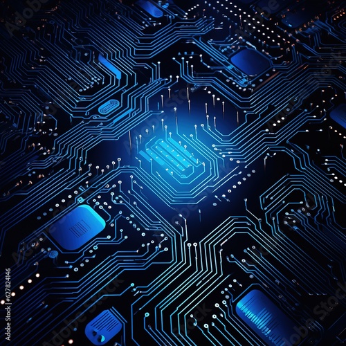 Circuit board background with abstract technology chip processor. Central Computer Processors CPU concept. Motherboard digital chip. Technology science background. Generative AI