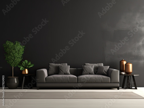Home interior modern dark living room
