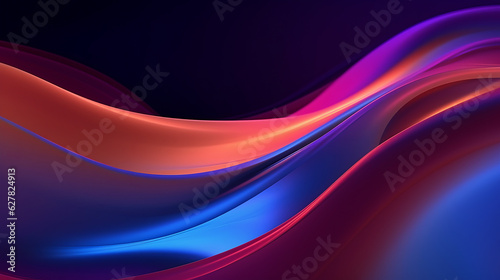 A vibrant abstract artwork with wavy lines on a blue and red background